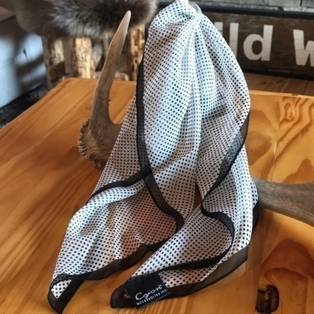 All Silk Purse Scarf Square black with Tiny Polkadots